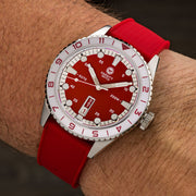 Varsity Automatic Watch with Red Dial and White Accents #VW-03