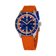 Varsity Automatic Watch with Blue Dial and Orange Accents #VW-04