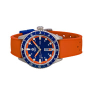 Varsity Automatic Watch with Blue Dial and Orange Accents #VW-04