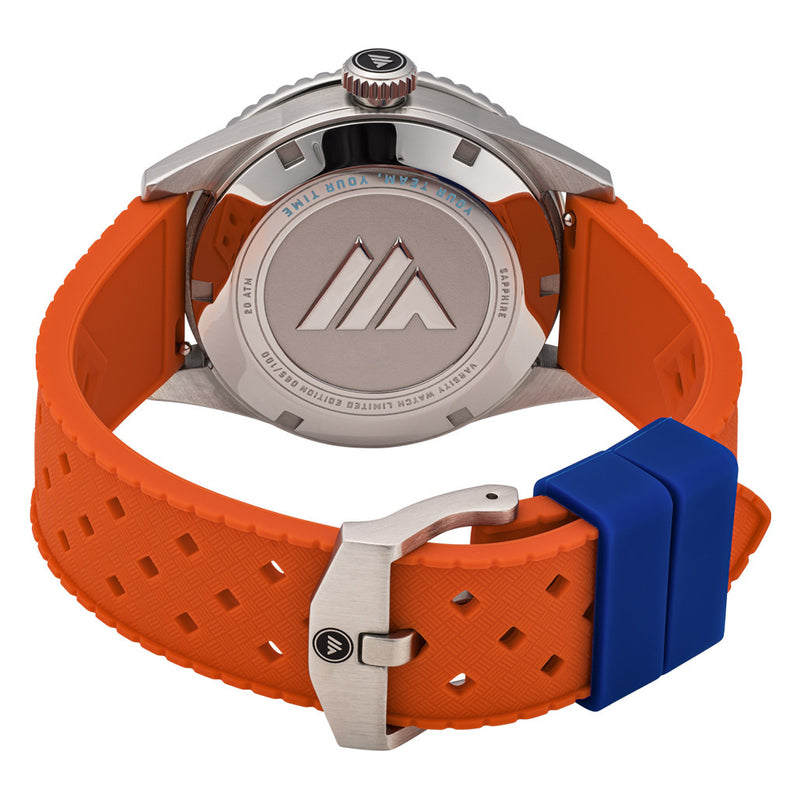Varsity Automatic Watch with Blue Dial and Orange Accents #VW-04