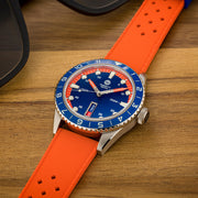 Varsity Automatic Watch with Blue Dial and Orange Accents #VW-04