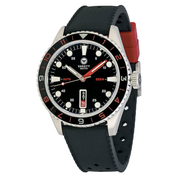 Varsity Automatic Watch with Black Dial, Red and White Accents #VW-05