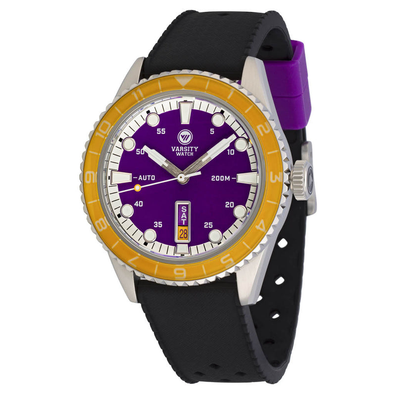 Varsity Automatic Watch with Purple Dial and Yellow Accents #VW-07