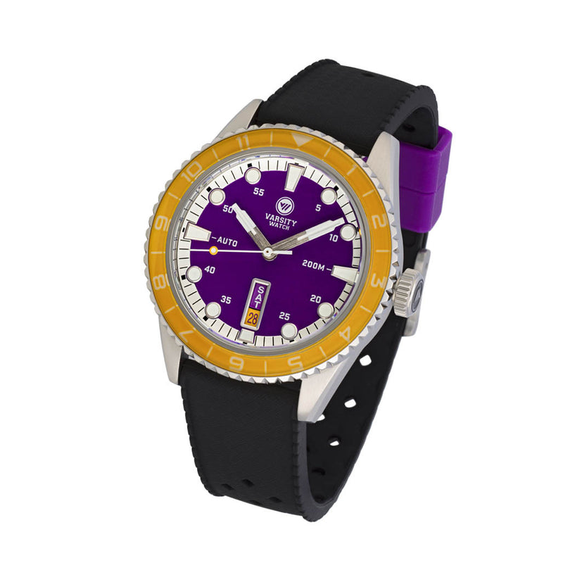 Varsity Automatic Watch with Purple Dial and Yellow Accents #VW-07