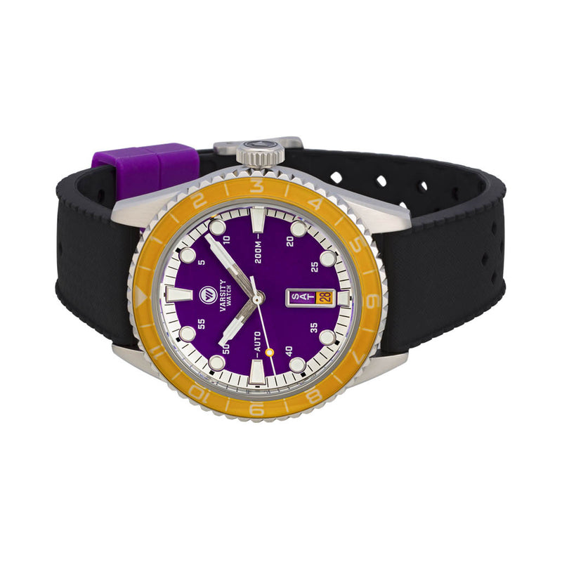 Varsity Automatic Watch with Purple Dial and Yellow Accents #VW-07