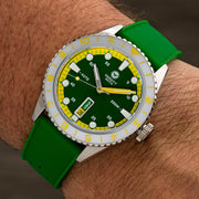 Varsity Automatic Watch with Green Dial, Yellow and White Accents #VW-08