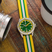Varsity Automatic Watch with Green Dial, Yellow and White Accents #VW-08