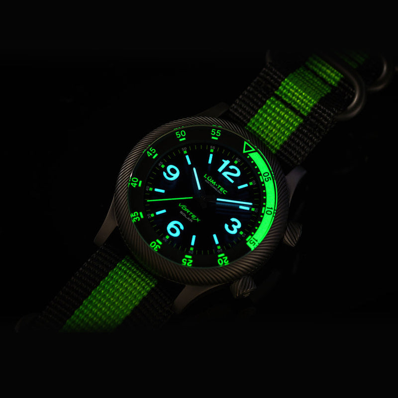 Lum-Tec 42mm Solar Powered Military Watch with Double Dome Sapphire Crystal #Vortex-D5