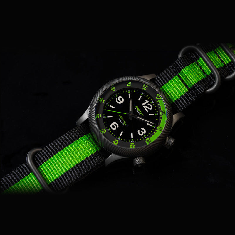Lum-Tec 42mm Solar Powered Military Watch with Double Dome Sapphire Crystal #Vortex-D5