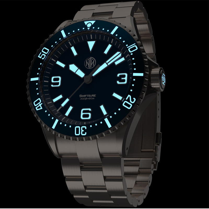 NTH Swiftsure 610-Meter Hi-Beat Automatic Dive Watch with Blue Dial #WW-2K1-SKSN lume