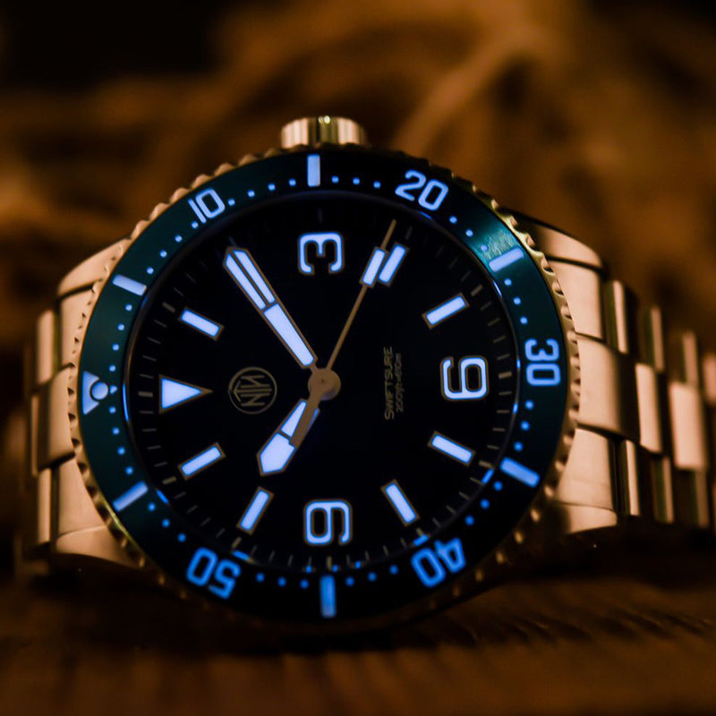 NTH Swiftsure 610-Meter Hi-Beat Automatic Dive Watch with Blue Dial #WW-2K1-SKSN lume