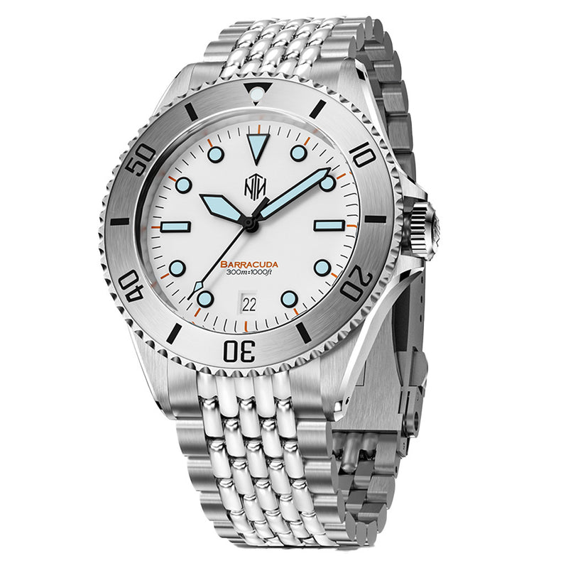 NTH Polar White Hi-Beat Automatic Dive Watch with Date #WW-NTH-BPWDB