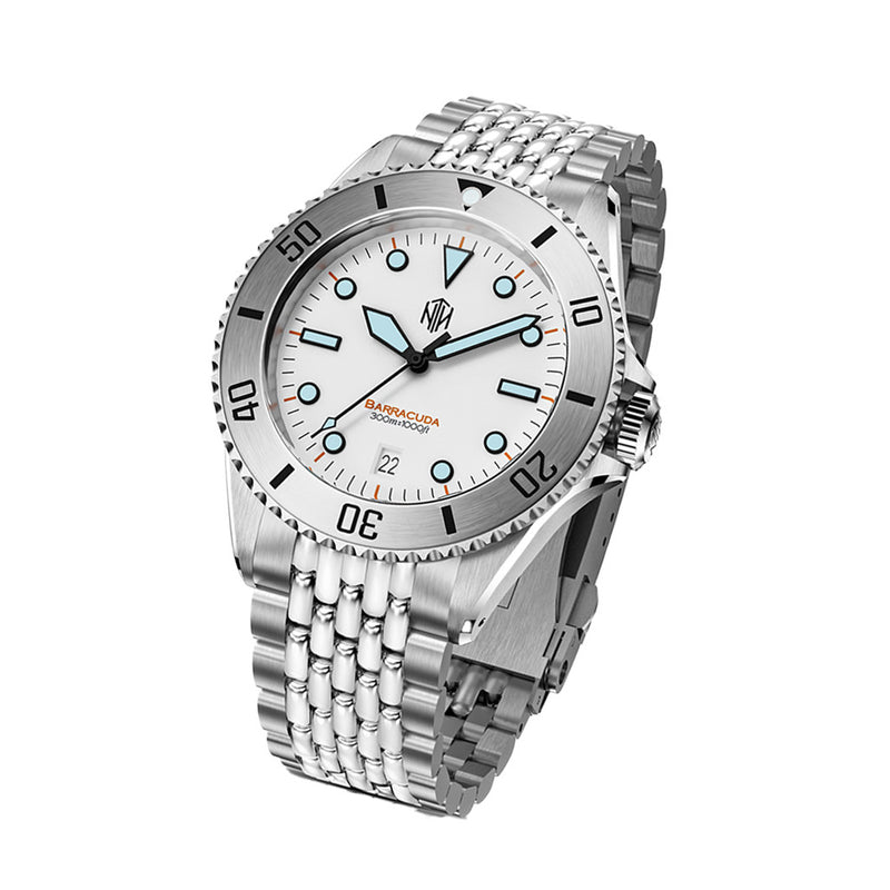 NTH Polar White Hi-Beat Automatic Dive Watch with Date #WW-NTH-BPWDB