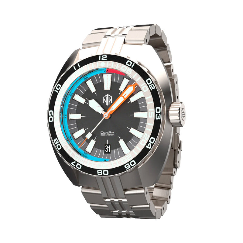 NTH DevilRay 500-Meter Automatic Dive Watch with Black Dial and Date #WW-NTH-DRKD