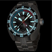 NTH DevilRay 500-Meter Automatic Dive Watch with Black Dial and GMT Function #WW-NTH-DRKG lume