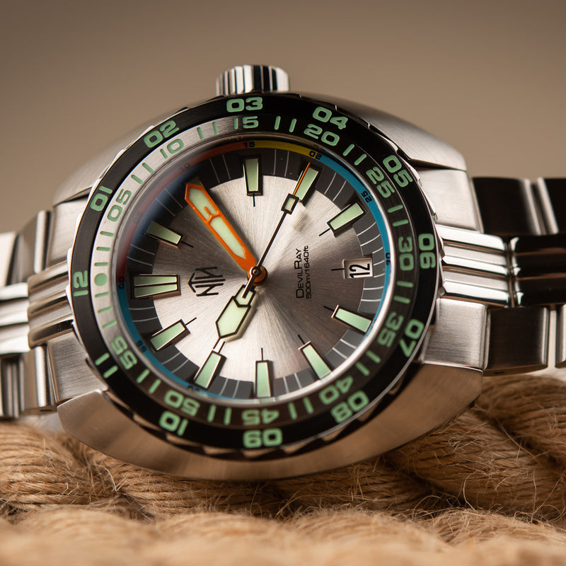 NTH DevilRay 500-Meter Automatic Dive Watch with White Dial and No Date #WW-NTH-DRWD lifestyle