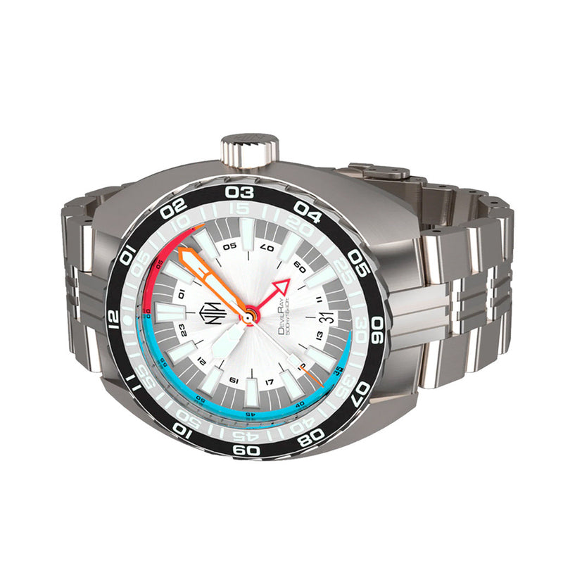 NTH DevilRay 500-Meter Automatic Dive Watch with White Dial and GMT Function #WW-NTH-DRWG side