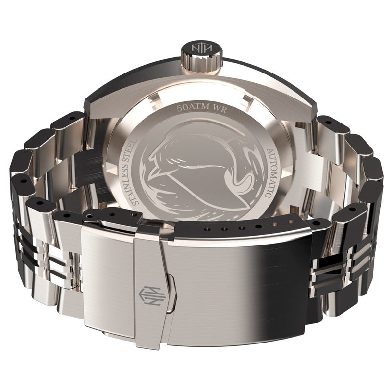NTH DevilRay 500-Meter Automatic Dive Watch with White Dial and GMT Function #WW-NTH-DRWG back
