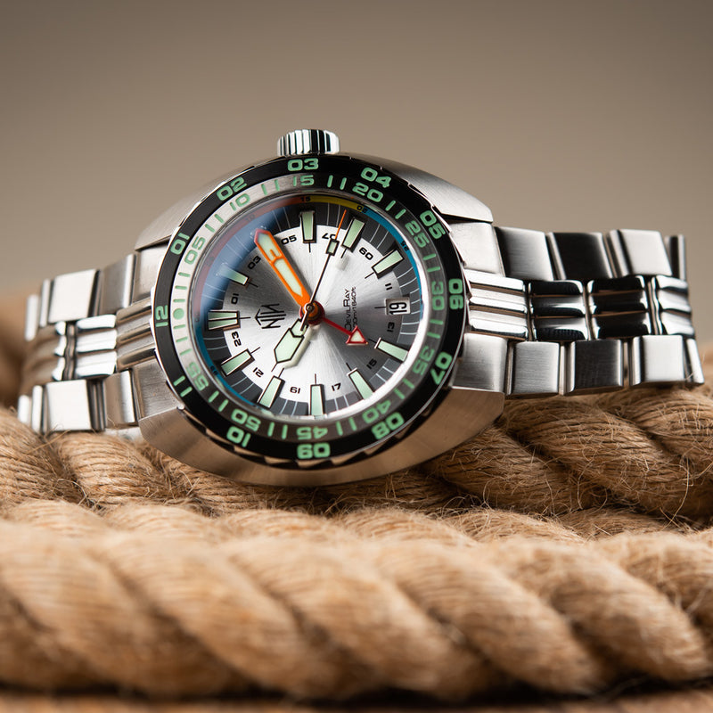 NTH DevilRay 500-Meter Automatic Dive Watch with White Dial and GMT Function #WW-NTH-DRWG lifestyle