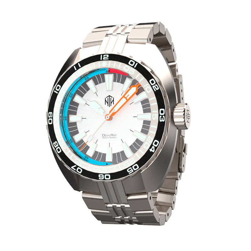 NTH DevilRay 500-Meter Automatic Dive Watch with White Dial #WW-NTH-DRWN