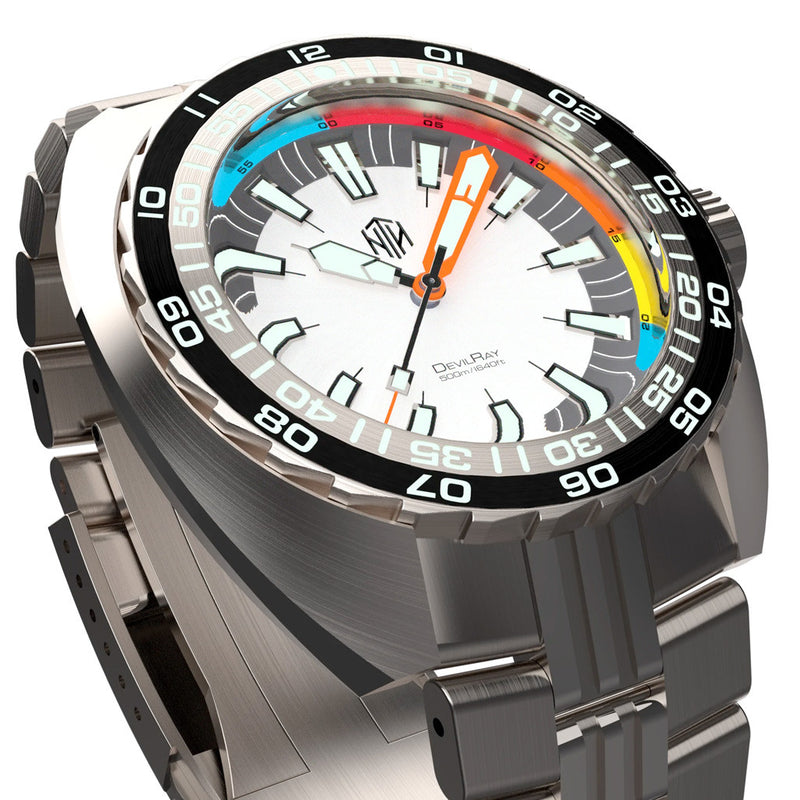 NTH DevilRay 500-Meter Automatic Dive Watch with White Dial #WW-NTH-DRWN lifestyle