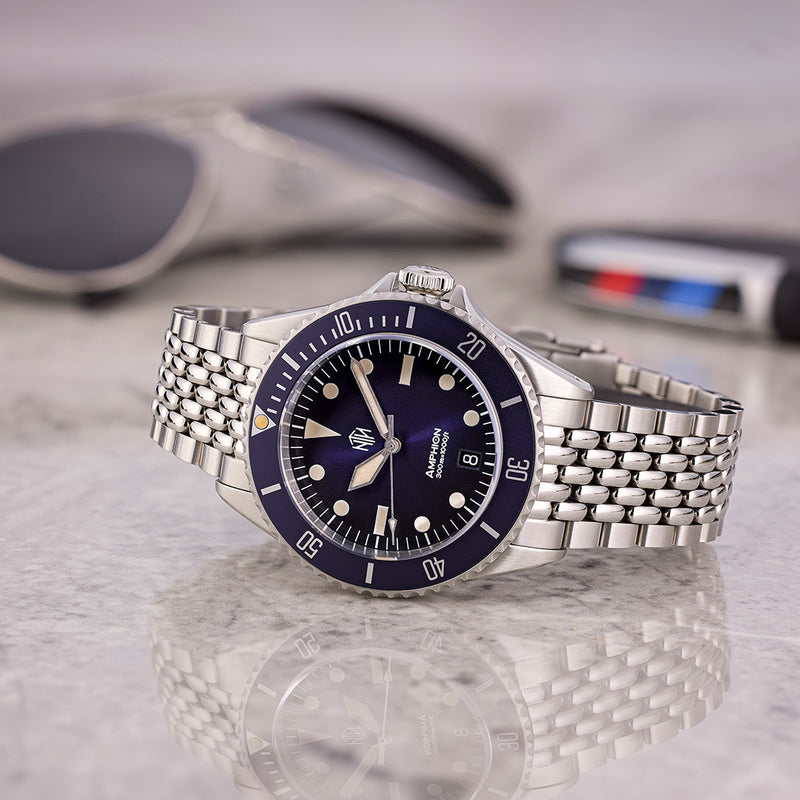 NTH Legends Series Amphion Midnight Blue Dive Watch with Date #WW-NTHL-AMEDB