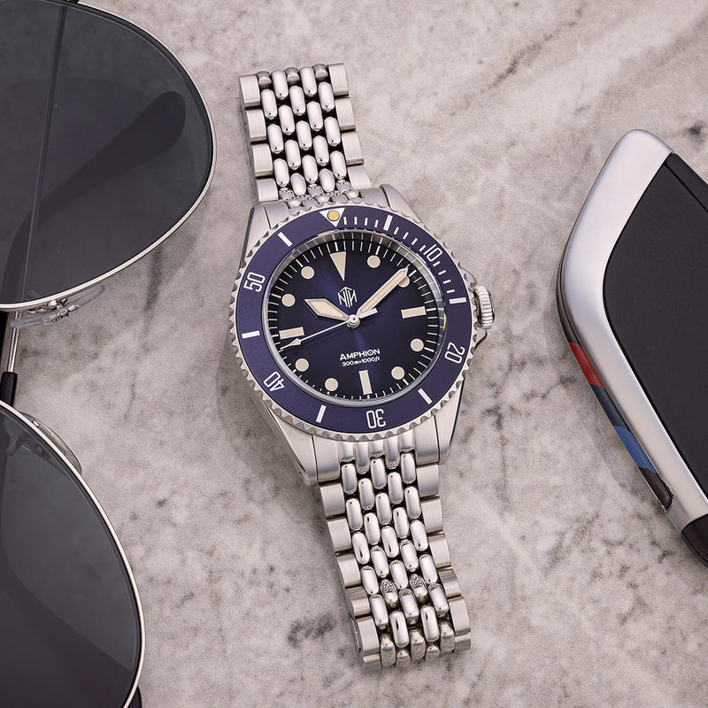 NTH Legends Series Amphion Midnight Blue Dive Watch without Date #WW-NTHL-AMENB
