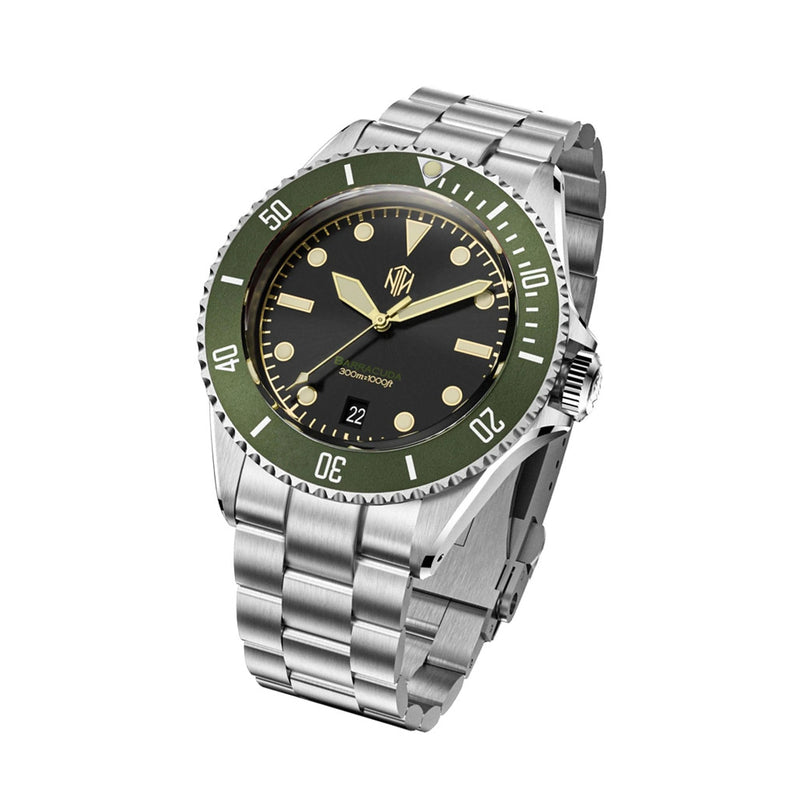 NTH Legends Series Barracuda Vintage Green Dive Watch with Date #WW-NTHL-BVGD