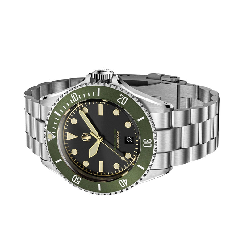 NTH Legends Series Barracuda Vintage Green Dive Watch with Date #WW-NTHL-BVGD