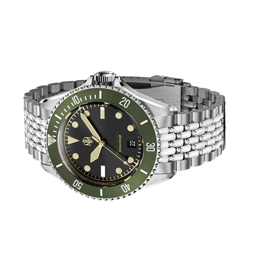 NTH Legends Series Barracuda Vintage Green Dive Watch with Date