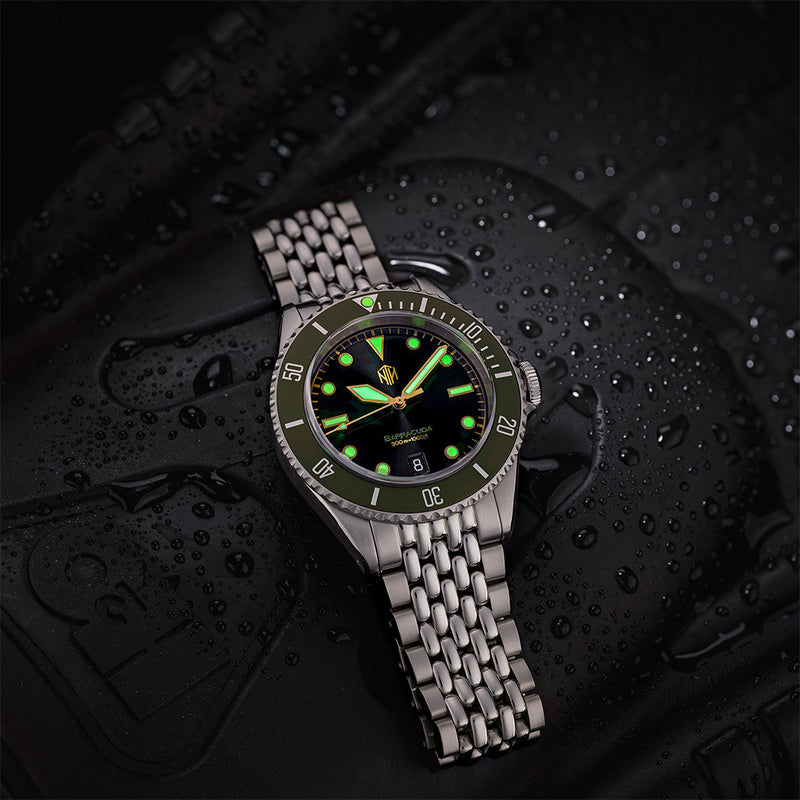 NTH Legends Series Barracuda Vintage Green Dive Watch with Date #WW-NTHL-BVGDB