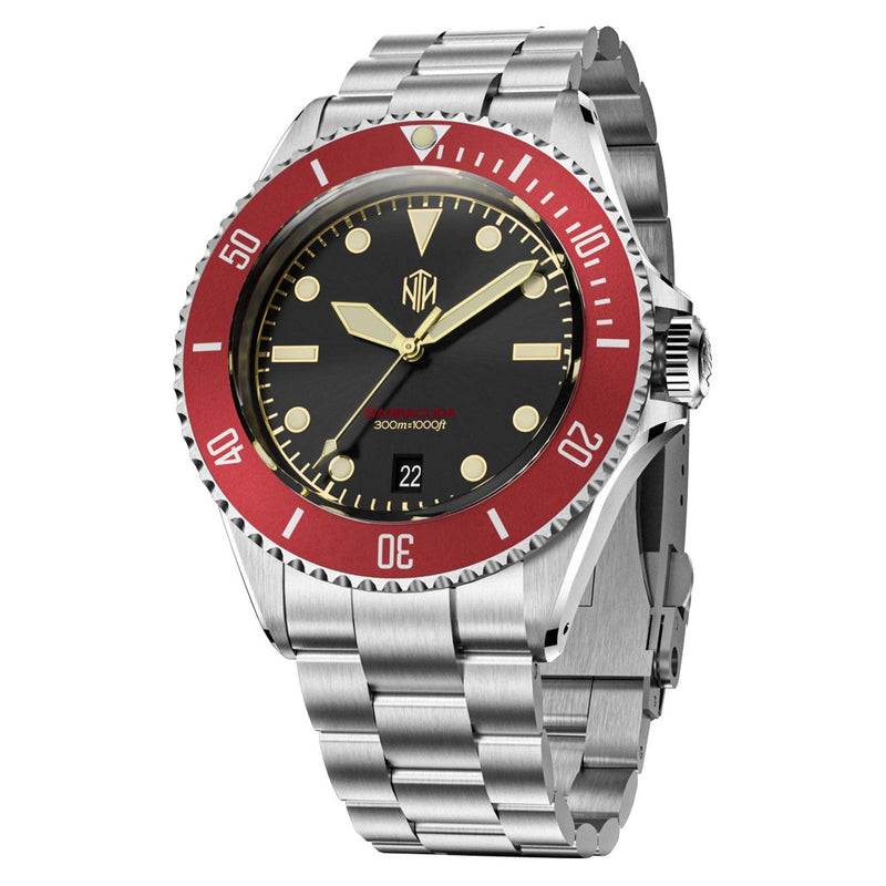 NTH Legends Series Barracuda Vintage Red Dive Watch with Date #WW-NTHL-BVRD