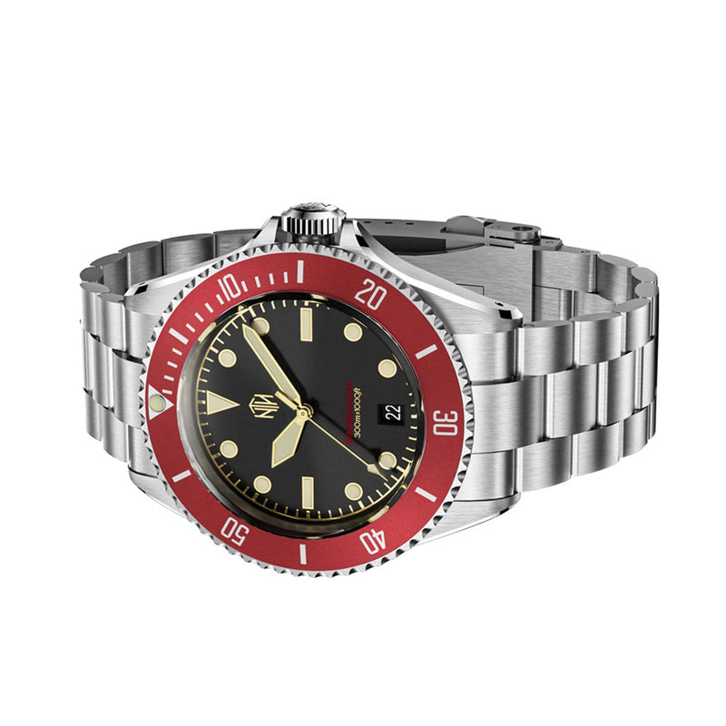 NTH Legends Series Barracuda Vintage Red Dive Watch with Date #WW-NTHL-BVRD