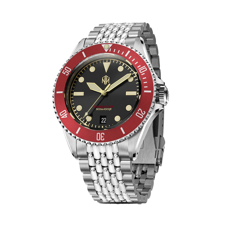 NTH Legends Series Barracuda Vintage Red Dive Watch with Date #WW-NTHL-BVRDB