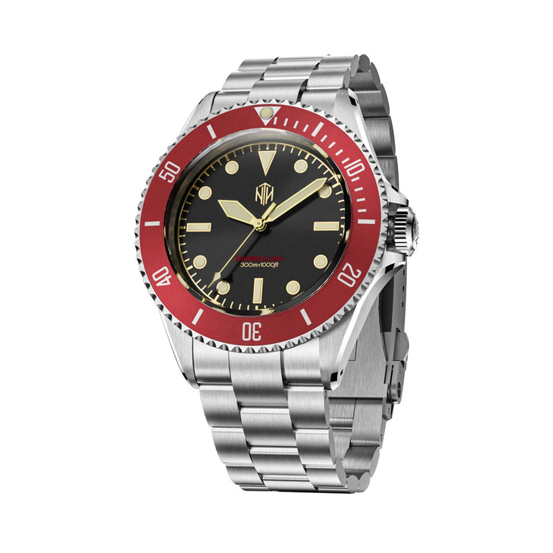 NTH Legends Series Barracuda Vintage Red Dive Watch without Date #WW-NTHL-BVRN
