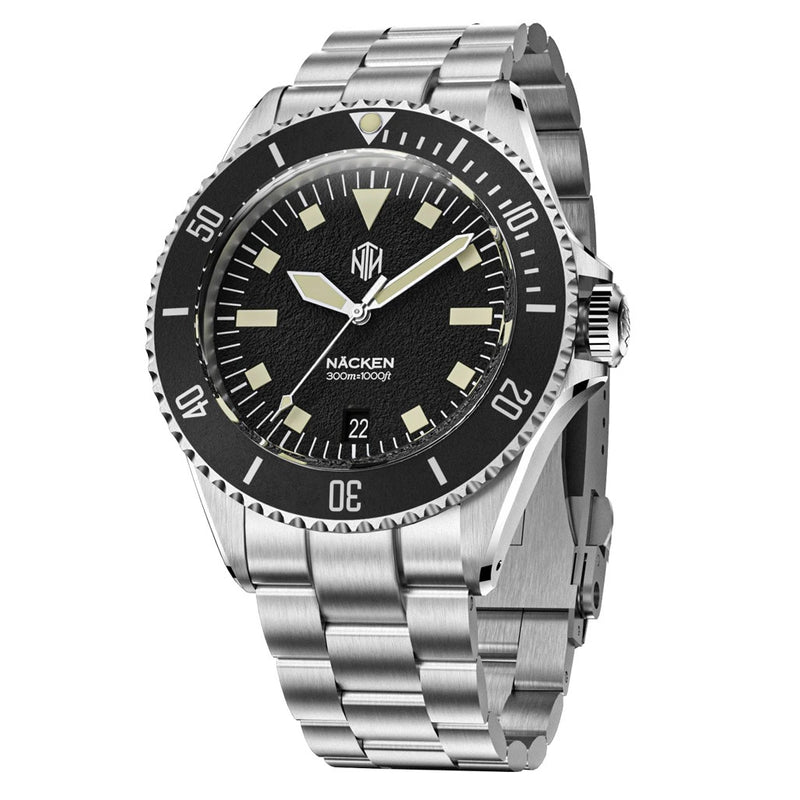 NTH Legends Series Näcken Vintage Black Dive Watch with Date #WW-NTHL-NVKD