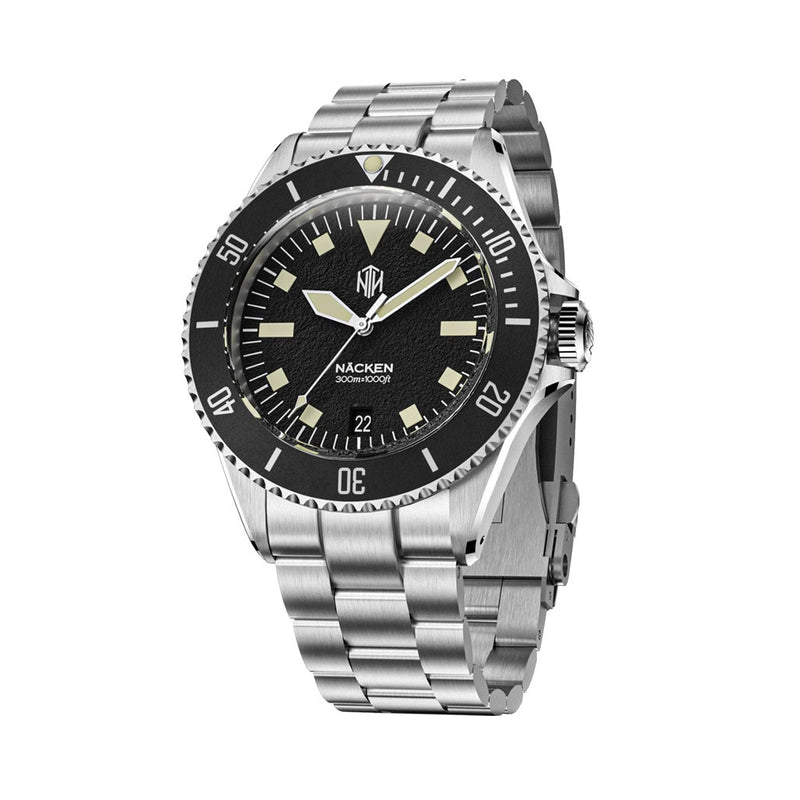 NTH Legends Series Näcken Vintage Black Dive Watch with Date #WW-NTHL-NVKD