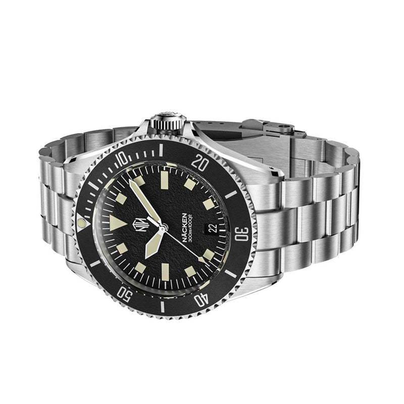 NTH Legends Series Näcken Vintage Black Dive Watch with Date #WW-NTHL-NVKD