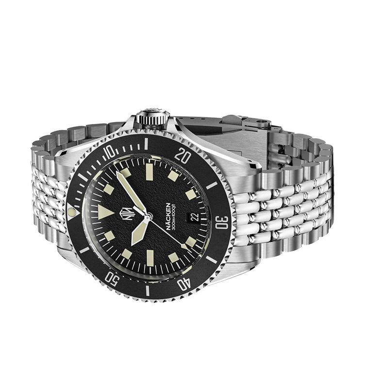 NTH Legends Series Näcken Vintage Black Dive Watch with Date #WW-NTHL-NVKDB