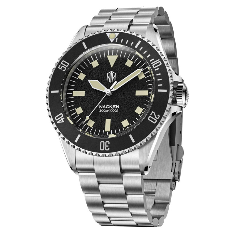 NTH Legends Series Näcken Vintage Black Dive Watch without Date #WW-NTHL-NVKN