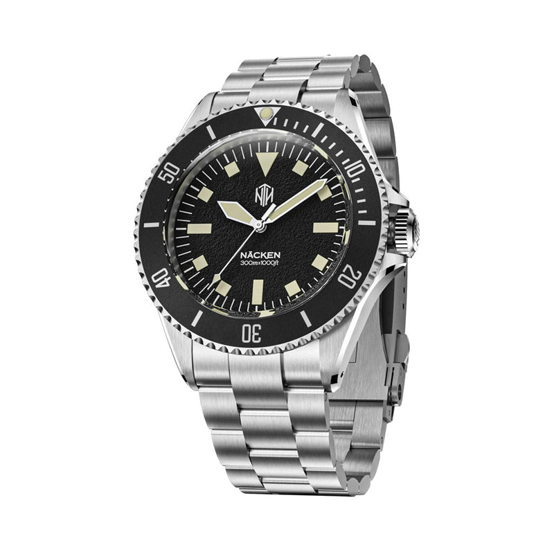 NTH Legends Series Näcken Vintage Black Dive Watch without Date #WW-NTHL-NVKN