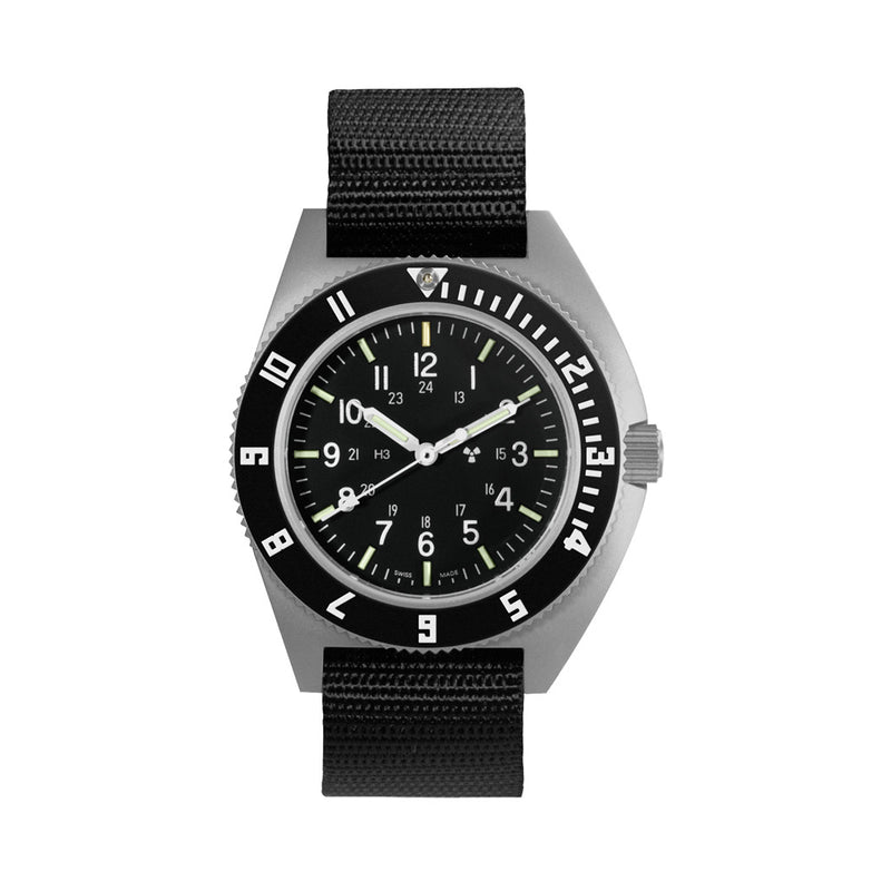 Marathon Swiss 41mm Steel Navigator (no date) with Tritium Tubes on Ballistic Strap #WW194001SS-0801