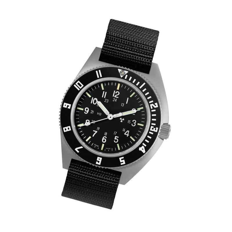 Marathon Swiss 41mm Steel Navigator (no date) with Tritium Tubes on Ballistic Strap #WW194001SS-0801