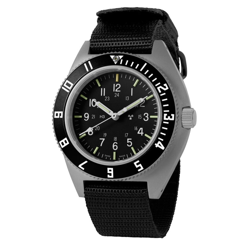 Marathon Swiss 41mm Steel Navigator (no date) with Tritium Tubes on Ballistic Strap #WW194001SS-0801