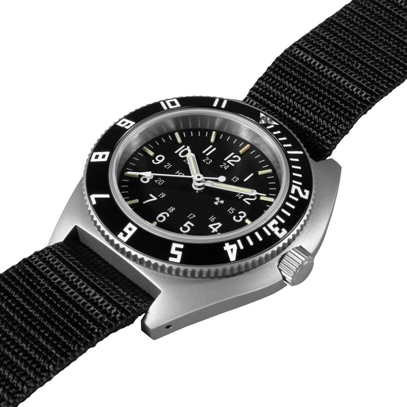 Marathon Swiss 41mm Steel Navigator (no date) with Tritium Tubes on Ballistic Strap #WW194001SS-0801