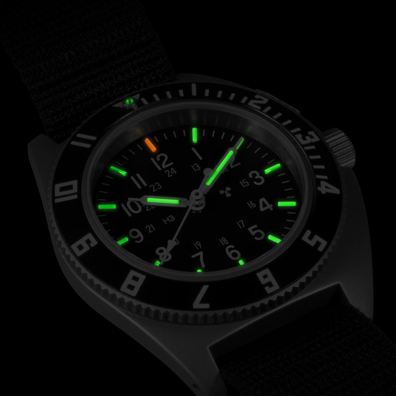 Marathon Swiss 41mm Steel Navigator (no date) with Tritium Tubes on Ballistic Strap #WW194001SS-0801