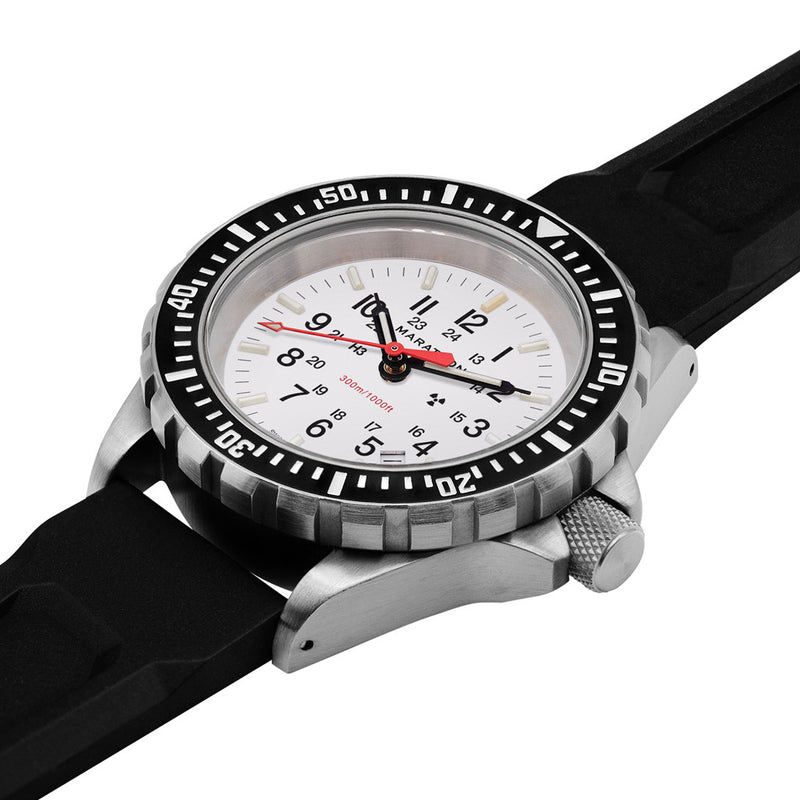 Marathon Swiss Made TSAR Quartz Military Divers Watch with White Dial #WW194007-WD Flat