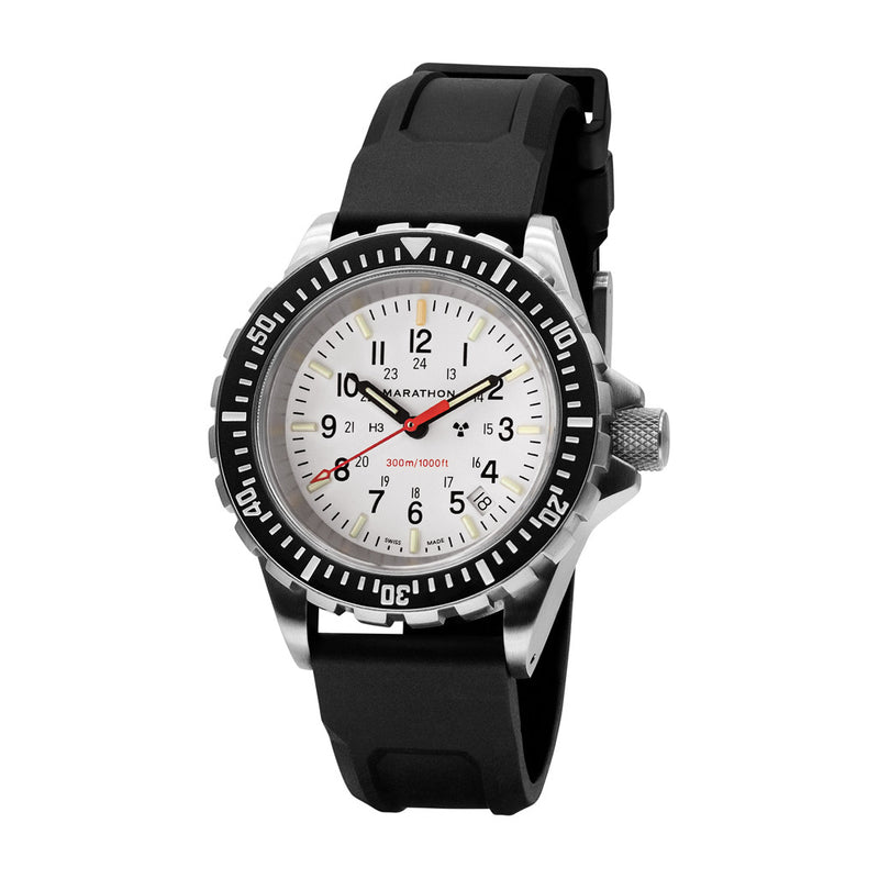 Marathon Swiss Made TSAR Quartz Military Divers Watch with White Dial #WW194007-WD Skew