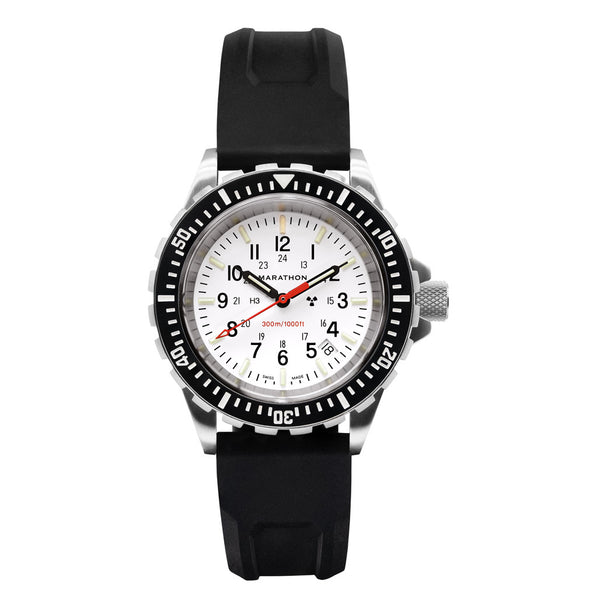 Marathon Swiss Made TSAR Quartz Military Divers Watch with White Dial #WW194007-WD Zoom