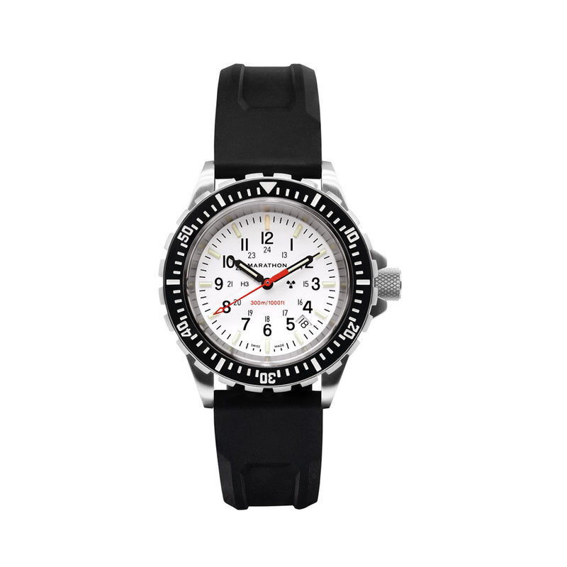 Marathon Swiss Made TSAR Quartz Military Divers Watch with White Dial #WW194007-WD